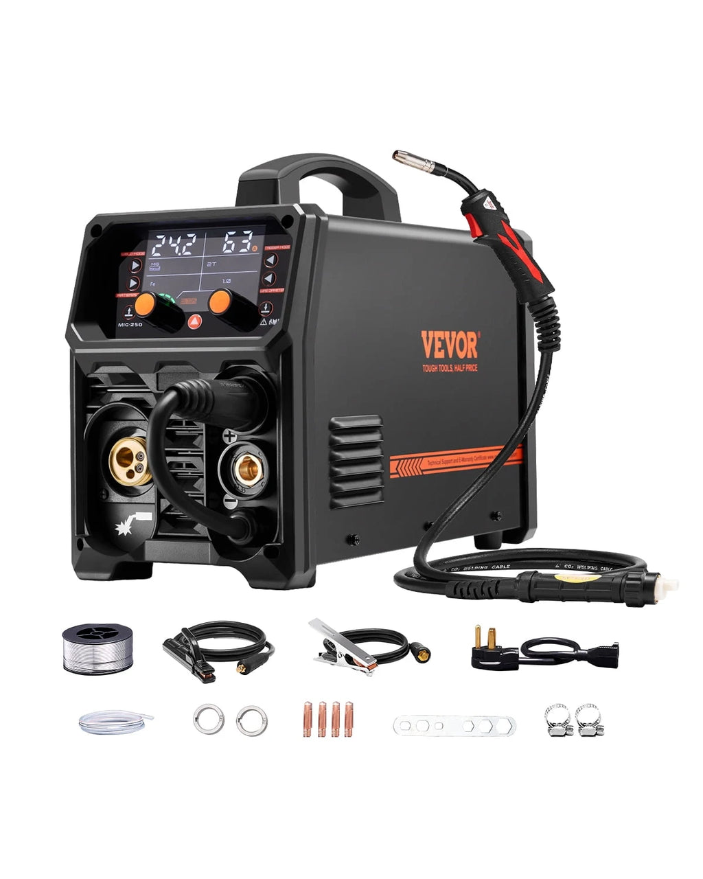 VEVOR Pro MIG Welder 250A Pluse Mig Welding Machine 5-in-1 Synergic Welder Machine