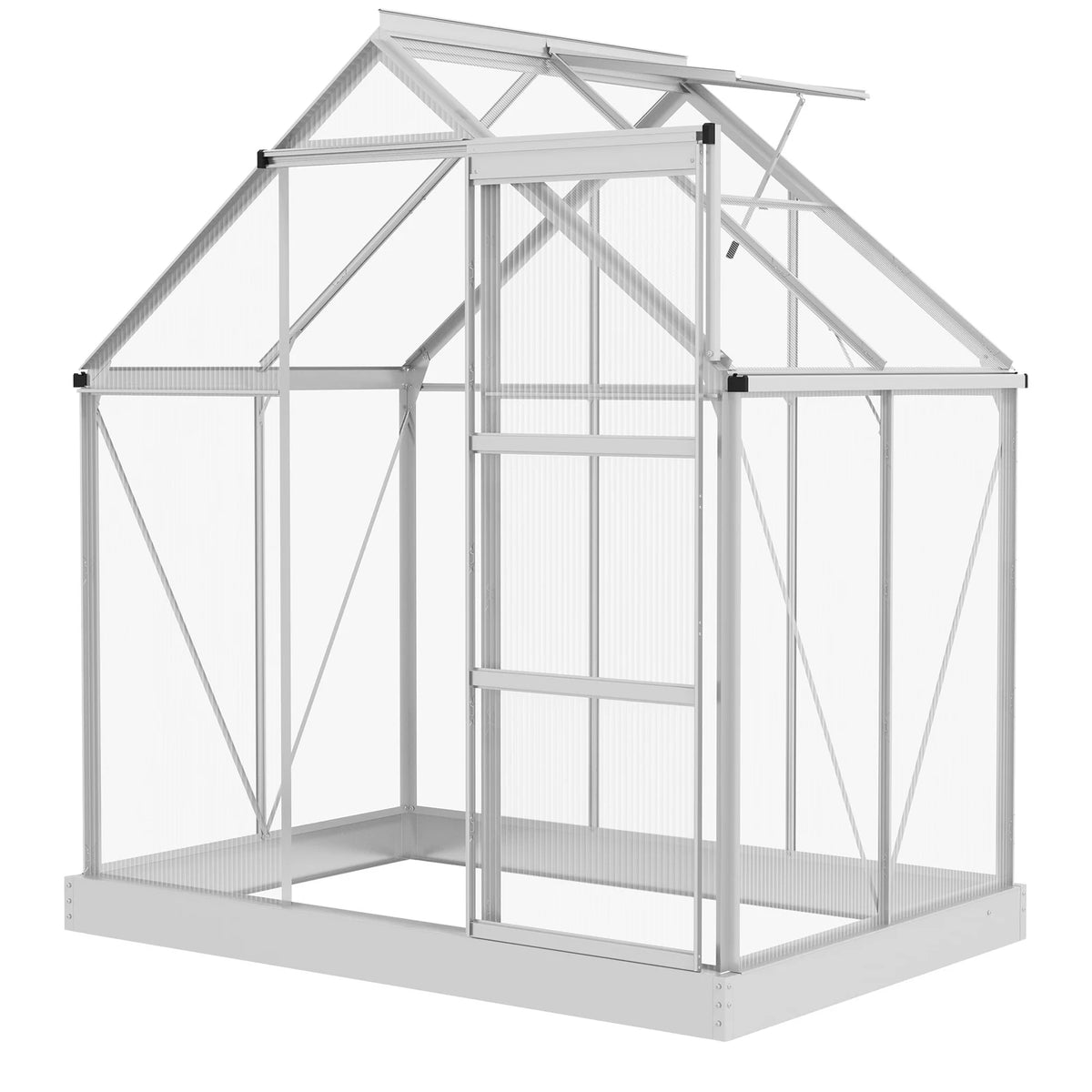 Outsunny 6' x 4' Walk-In Polycarbonate Greenhouse with Foundation Window