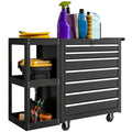 HOMCOM 7-Drawer Tool Chest with Side Shelf, Lockable Tool Box, Black