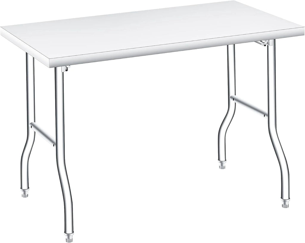 Heavy Duty Folding Stainless Steel Workbench – 620LB Capacity, No Assembly, Portable Metal Table for Kitchen, Garage, Restaurant, Laundry, and Camping