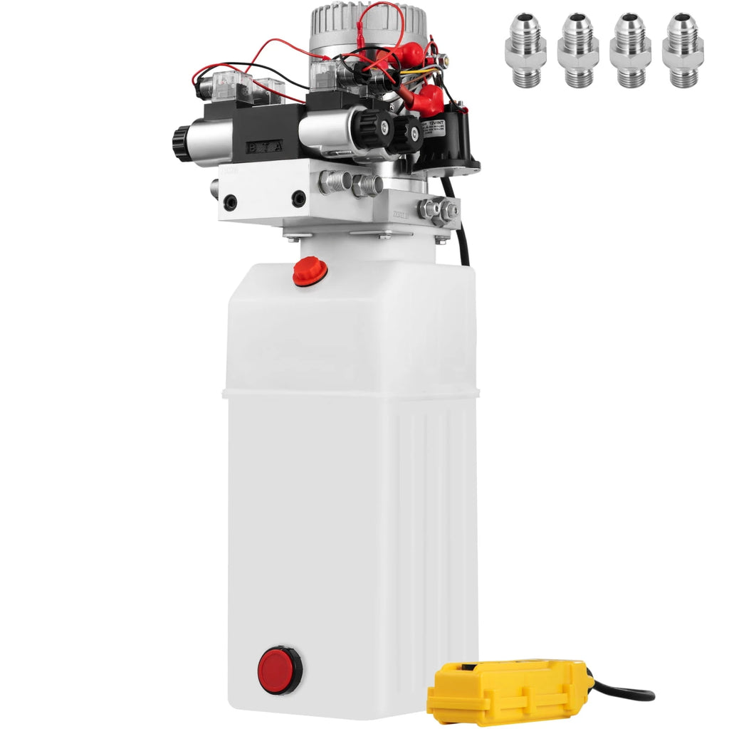 VEVOR 8L 12V DC Double Acting Double Solenoid Hydraulic Power Pack Tank ZZ004235