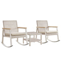 SONGMICS HOME Sencillo Collection Outdoor Steel 3 piece Rocking Chair Set, Bone Color