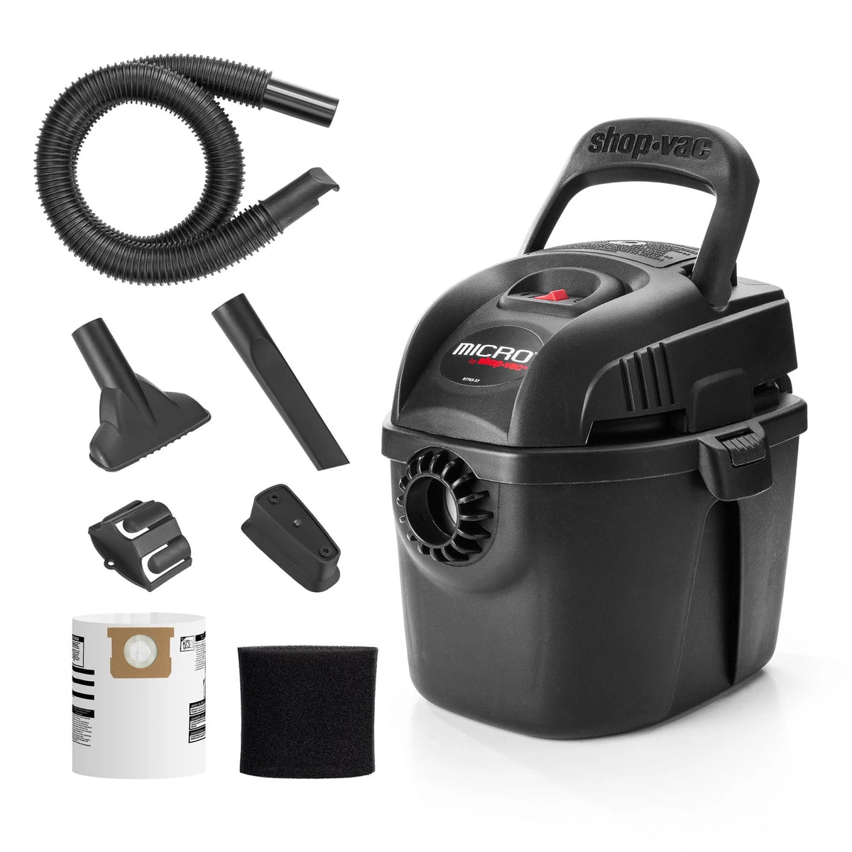 Shop-Vac 2021005 1-Gallon Micro Wet/Dry Vacuum, 1.0 Peak HP, 1.25-Inch Diameter x 4 ft Hose, Lightweight and Portable