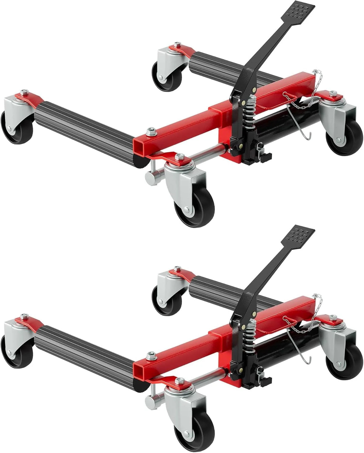 COZONY 2 Pcs Car Dollies with Hydraulic Tire Jack, 12" Wheel Vehicle Positioning Jacks with Foot Pedal for Auto Repair, Tire Moving