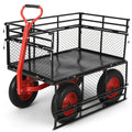 GloryStar Steel Garden Dump Cart, Removable Side Panels, 16-Inch All-Terrain Wheels and Adjustable Handle