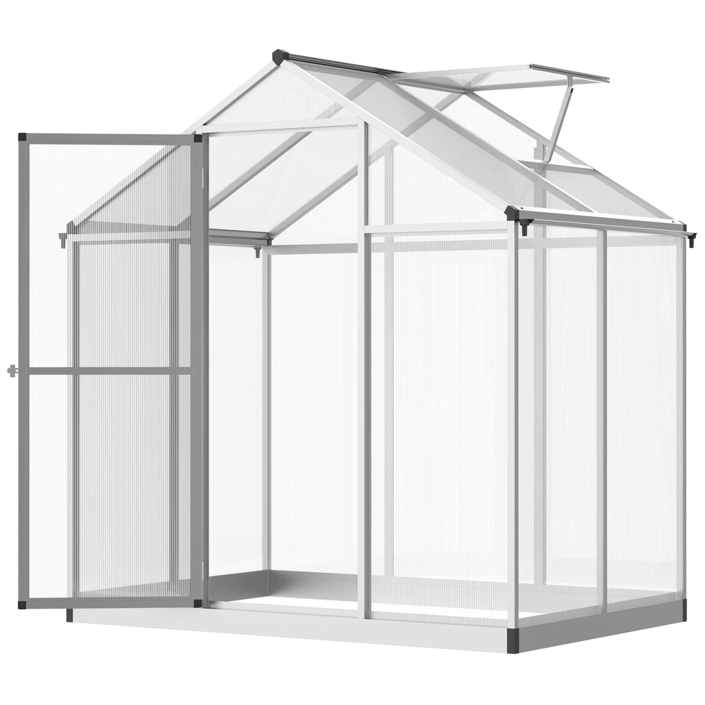CoSoTower 4' x 6.2' x 6.4' Walk-in Garden Greenhouse, Polycarbonate Panels Plants Flower Growth Shed, Cold Aluminum Frame Outdoor Portable Warm House