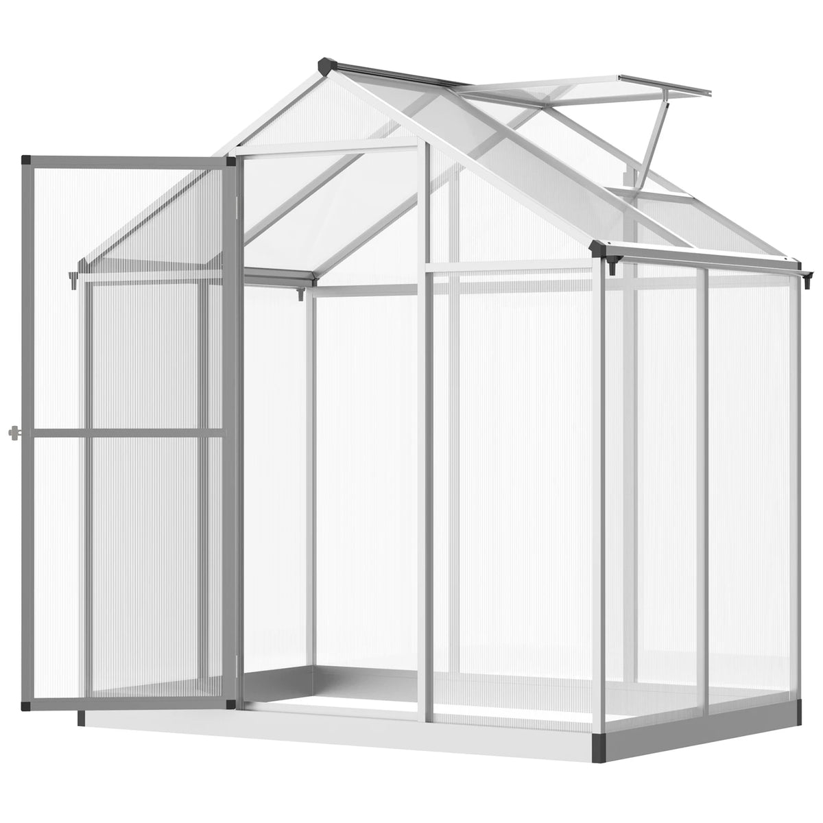 CoSoTower 4' x 6.2' x 6.4' Walk-in Garden Greenhouse, Polycarbonate Panels Plants Flower Growth Shed, Cold Aluminum Frame Outdoor Portable Warm House