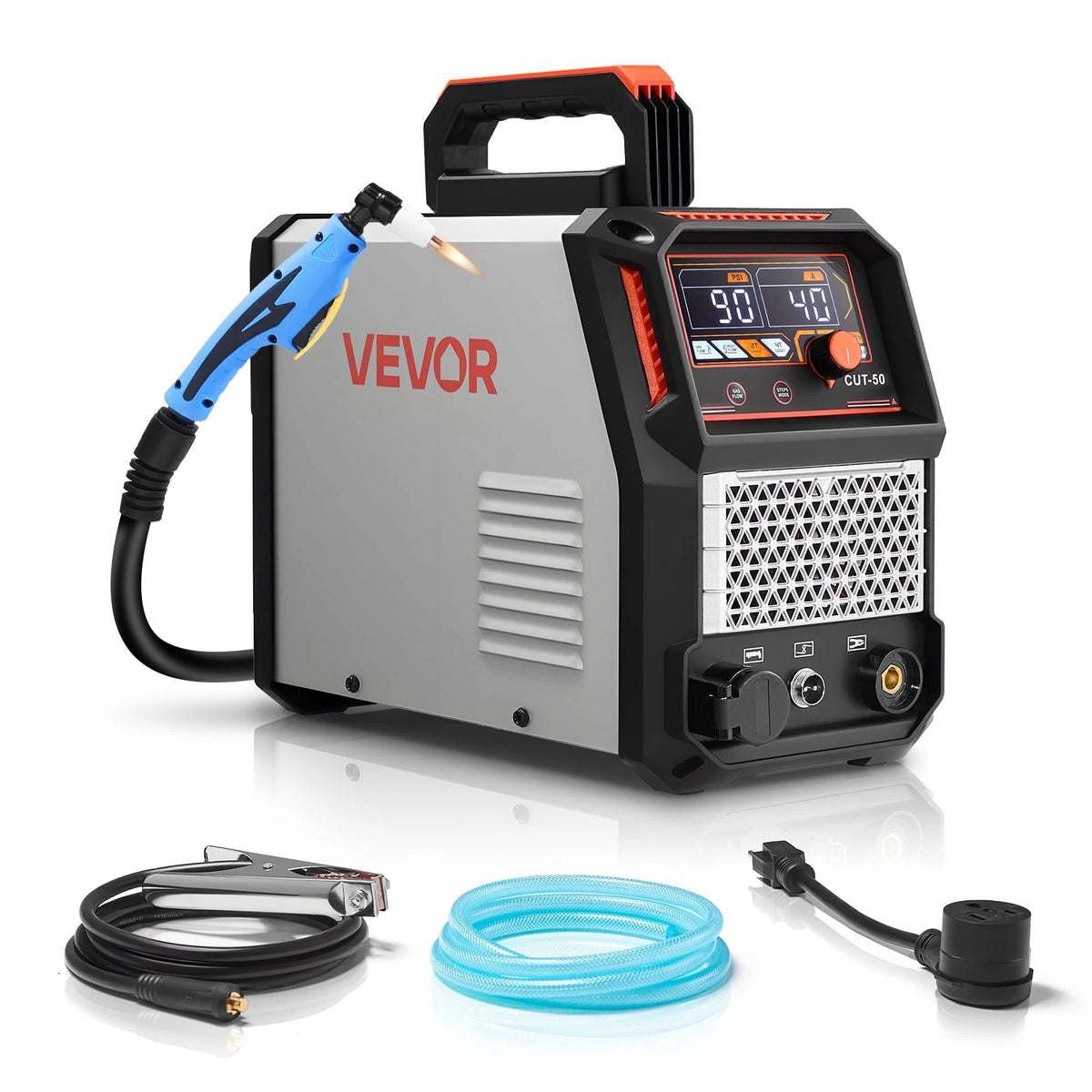 VEVOR 50A Plasma Cutter, 110V/220V Dual Voltage, Digital IGBT Inverter, 2T/4T Function and Adjustable PA/PT Time