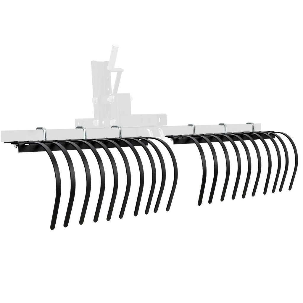 60-Inch ATV/UTV Landscape Rake Attachment, 20 Removable Steel Tines, Compatible with Manual Implement Lift