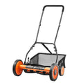 VEVOR 18" Manual Push Reel Lawn Mower 5-Blade Adjustable Height Grass Catcher 4 Wheels