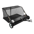 VEVOR 48-Inch Tow-Behind Lawn Sweeper, 26 cu ft Hopper, Adjustable Sweeping Height and Dumping Rope
