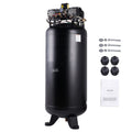 KFFKFF 80-Gallon Air Compressor, 6.5 HP, 15.5 SCFM at 90 PSI, Dual-Stage, 145 PSI, Oil-Free, 86 dB