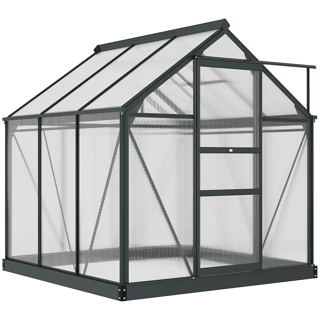 CoSoTower Greenhouse Garden, Green House, Outdoor Greenhouse Kit, PC Board with Sliding Door, 6.2' x 6.3' x 6.6', Grey