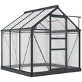 CoSoTower Greenhouse Garden, Green House, Outdoor Greenhouse Kit, PC Board with Sliding Door, 6.2' x 6.3' x 6.6', Grey