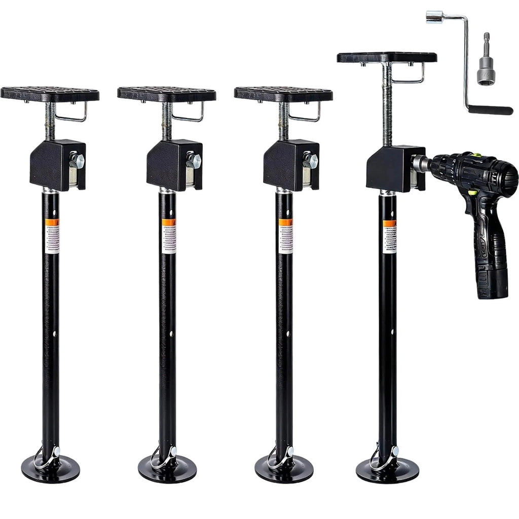 RV Slide Out Support Jacks, 4 Pack Stabilizer Jacks for Camper, Adjustable 21"-49" 20000 lb, Flat Top, Black