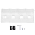 KFFKFF 15x6.5x7 Ft Walk-In Tunnel Greenhouse, Galvanized Steel Frame, Zipper Door and 8 Roll-Up Windows, White