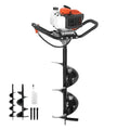 KFFKFF 52cc 1450W Gas Post Hole Digger, 6-Inch and 10-Inch Auger Bits, 3 Extension Rods, EPA Listed