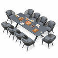 PURPLE LEAF 11 Pieces Patio Dining Set, Rectangular Aluminum Outdoor Table and 10 Wicker Chairs with Cushions for Garden Kitchen and Porch, Grey