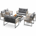Costway 8 PCS Patio Furniture Set PE Rattan Conversation Sofa Set with Thick Cushions