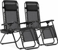 FDW Zero Gravity Lounge Chairs Set of 2, Folding Outdoor Recliner Chairs with Pillow & Cup Holder, Adjustable Lawn Patio Chairs for Yard, Deck, Beach