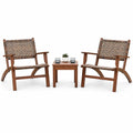 Costway 3PCS Patio Rattan Furniture Set Coffee Table
