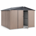 AECOJOY 10 x 8 FT Outdoor Storage Shed with Lockable Door, Metal Cabinet for Patio Garden Backyard in Gray