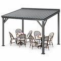 Domi 8x10FT Lean-To Gazebo, Wall-Mounted Hardtop with Galvanized Steel Roof, Aluminum Frame & Drainage System for Deck/Porch/Backyard