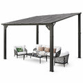 Clouddwell 12'x 10' Wall-Mounted Gazebo Pergola with Aluminum Top Frame & Polycarbonate Panel, Large Heavy-Duty Awnings for Backyard Black