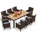 Patiojoy 9PCS Outdoor Dining Set with Acacia Wood Table Top Patio Dining Set for 8 People