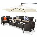 Costway 8PCS Rattan Patio Furniture Set Cushioned Sofa Chair Coffee Table Garden