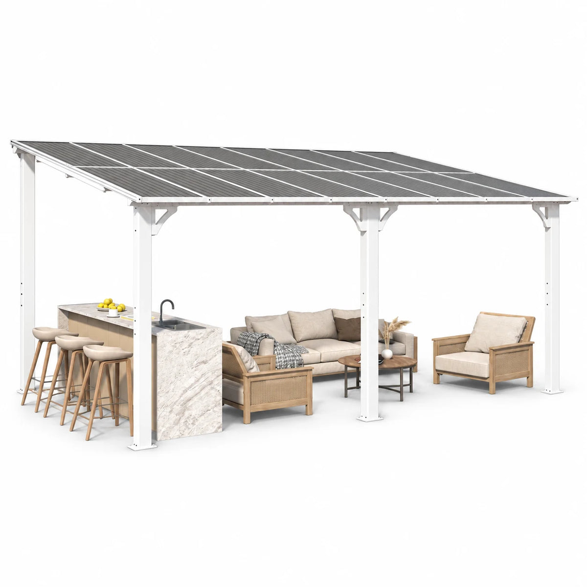 AECOJOY 10' x 16' Hardtop Gazebo Outdoor Aluminum Pergola for Garden, Patio, Backyard-White