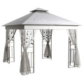 Outsunny 10' x 10' Patio Gazebo, Outdoor Gazebo Canopy, Light Grey