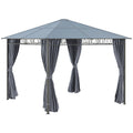 Outsunny 10' x 10' Hardtop Gazebo Canopy, Outdoor Patio Gazebo, Dark Grey