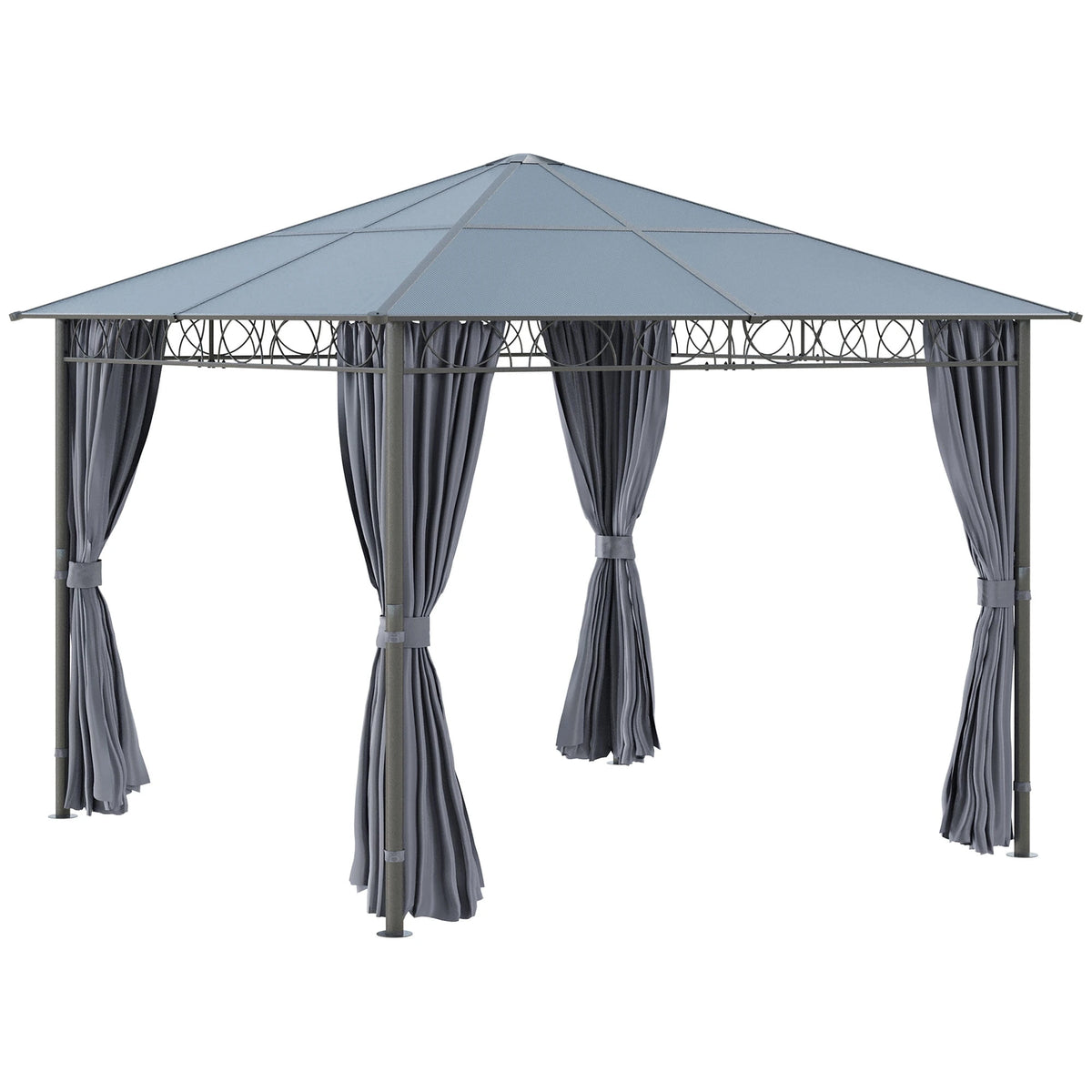 Outsunny 10' x 10' Hardtop Gazebo Canopy, Outdoor Patio Gazebo, Dark Grey