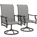 Outsunny Patio Swivel Chair Set of 2, Swivel Rocker with High Back, Grey