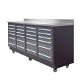 TMG Industrial TMG Heavy Series 7-Ft 24-Drawer Workbench with Stainless Steel Top, Ball Bearing Double Slides & Casters, TMG-WB724