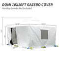 10x10 Ft Universal Winter Cover for Hardtop Gazebos, Waterproof Enclosed Sidewalls and Mesh Windows, White