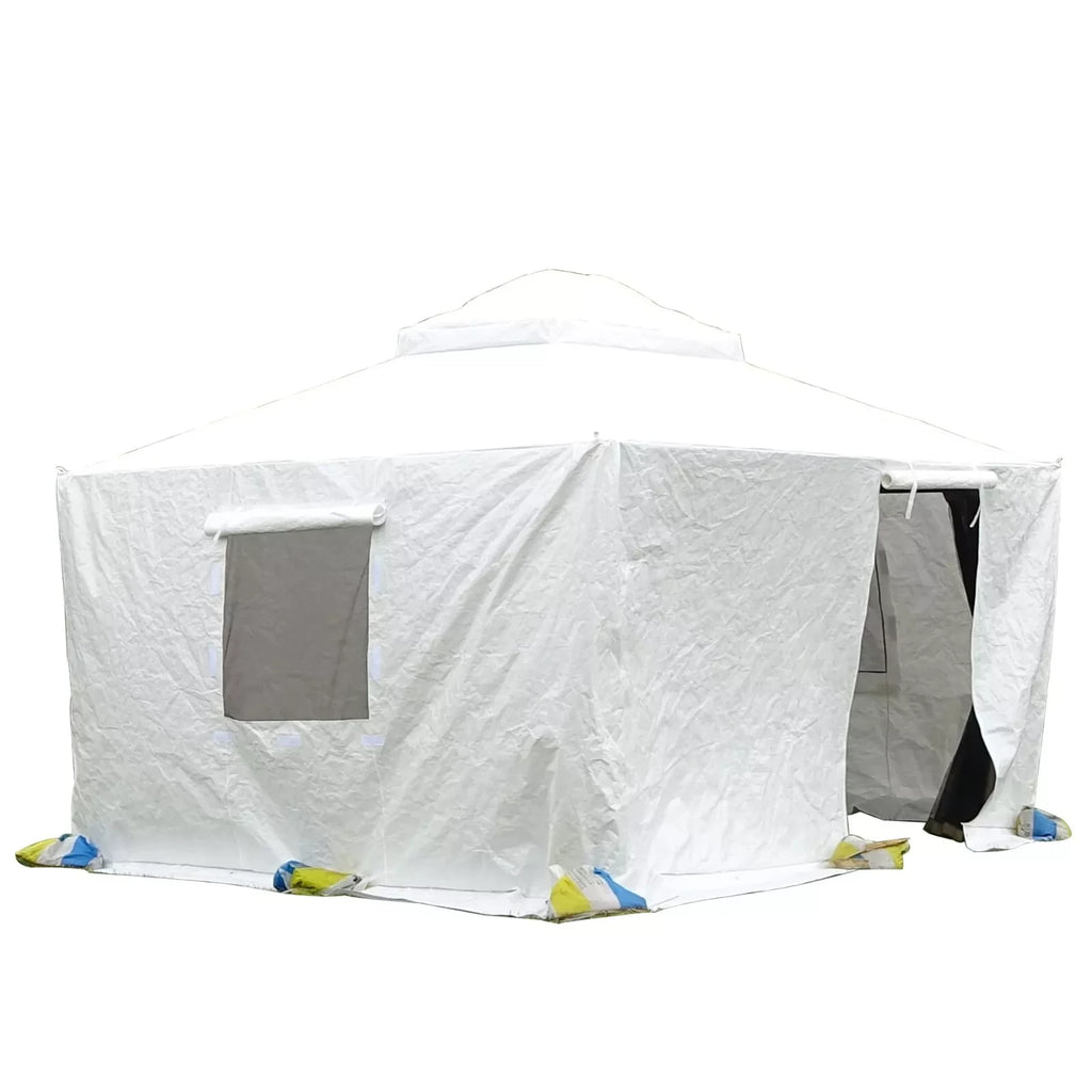 Domi 8' x 8' Double Roof Universal Winter Gazebo Cover for Hardtop Gazebos,Enclosed Cover with Sidewalls and Mesh Windows Waterproof (White)