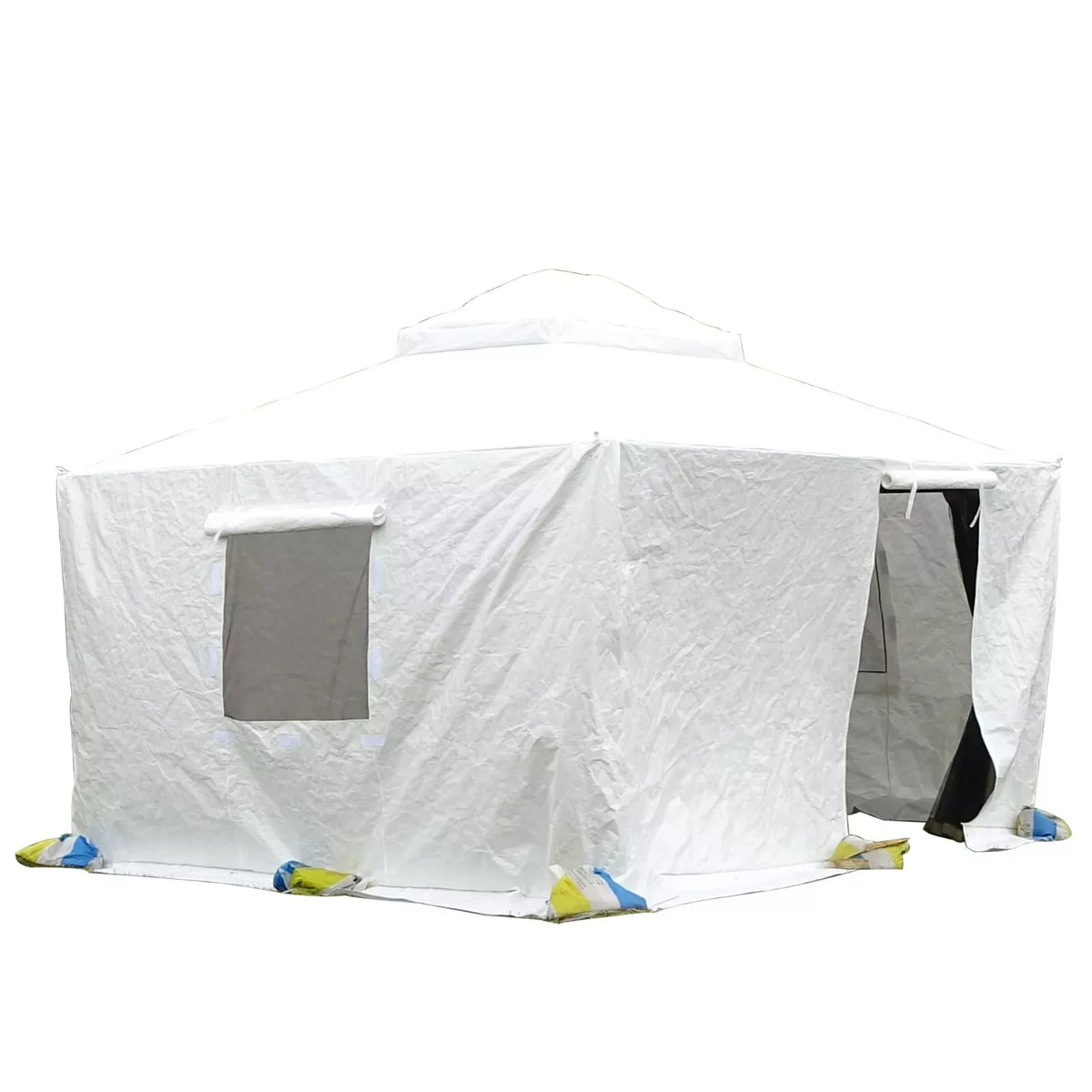 Domi 8' x 8' Double Roof Universal Winter Gazebo Cover for Hardtop Gazebos,Enclosed Cover with Sidewalls and Mesh Windows Waterproof (White)