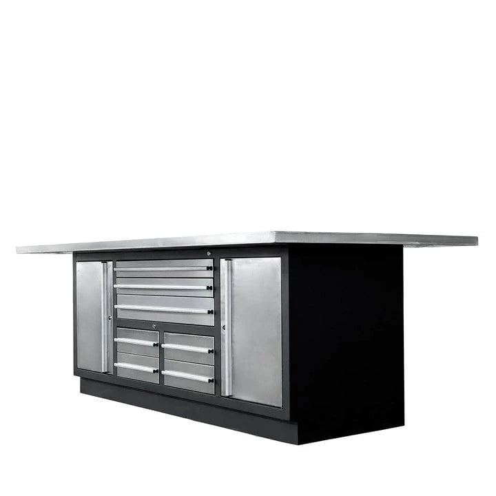 TMG Industrial TMG-WB708S Stainless Steel Workbench, 85x45 Inch Top, 7 Lockable Drawers and 2 Cabinets