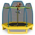 Patiojoy 7ft Kids Trampoline Round Bounce Jumping Bed with Safety Enclosure Net Green