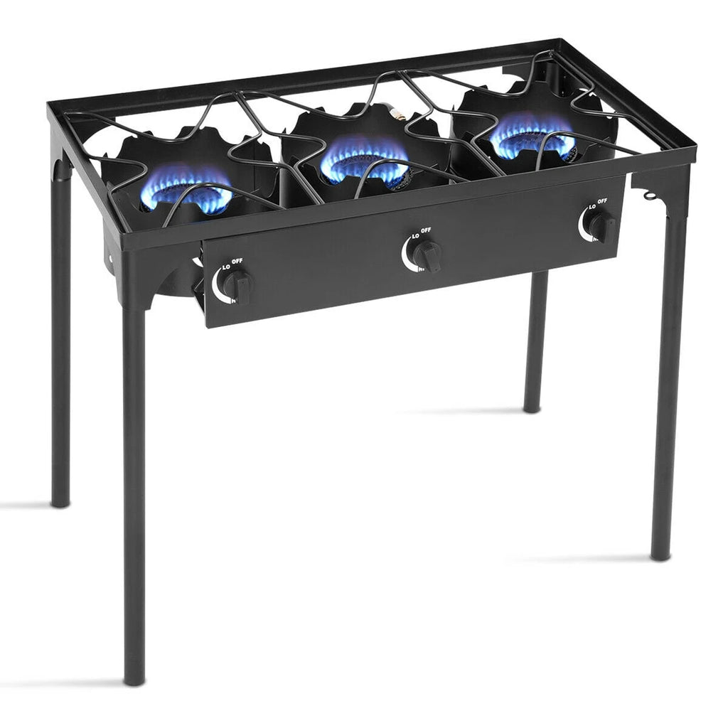 Costway Portable Propane 225,000-BTU 3 Burner Gas Cooker Outdoor Camp Stove BBQ