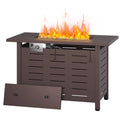 Clouddwell 42" Rectangle Propane Fire Pit Table – 50,000 BTU Outdoor Patio Heater with Removable Lid, Waterproof Cover & Lava Rocks, Brown