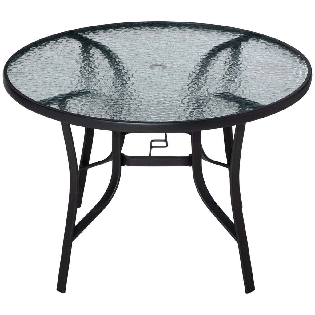 Outsunny 42-inch Round Steel Outdoor Dining Table with Umbrella Hole, Steel