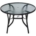 Outsunny 42-inch Round Steel Outdoor Dining Table with Umbrella Hole, Steel