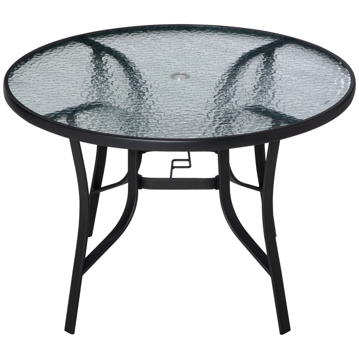 Outsunny 42-inch Round Steel Outdoor Dining Table with Umbrella Hole, Steel