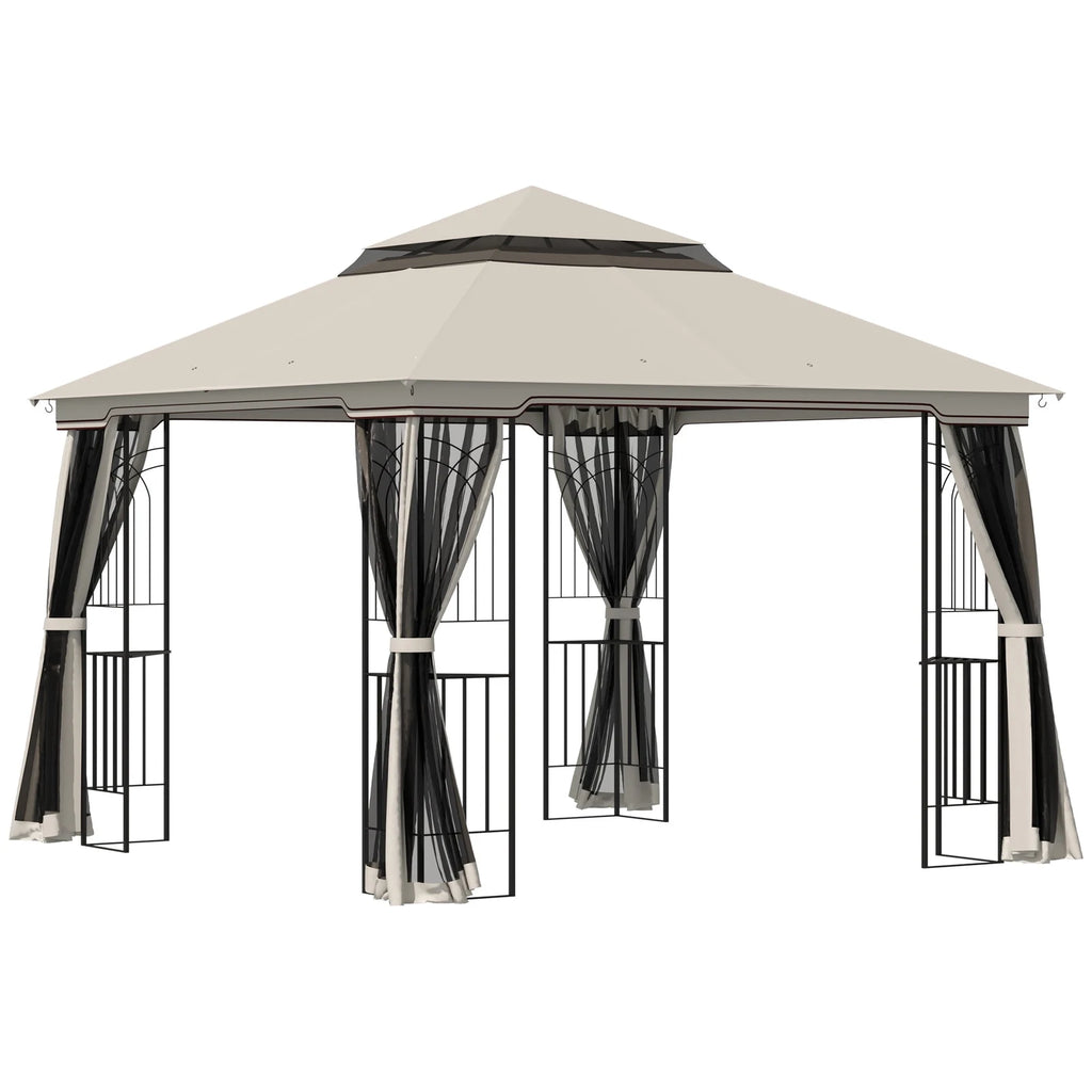 Outsunny 10'x10' Soft-top Patio Gazebo Deck Canopy, Beige