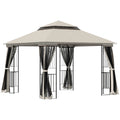 Outsunny 10'x10' Soft-top Patio Gazebo Deck Canopy, Beige