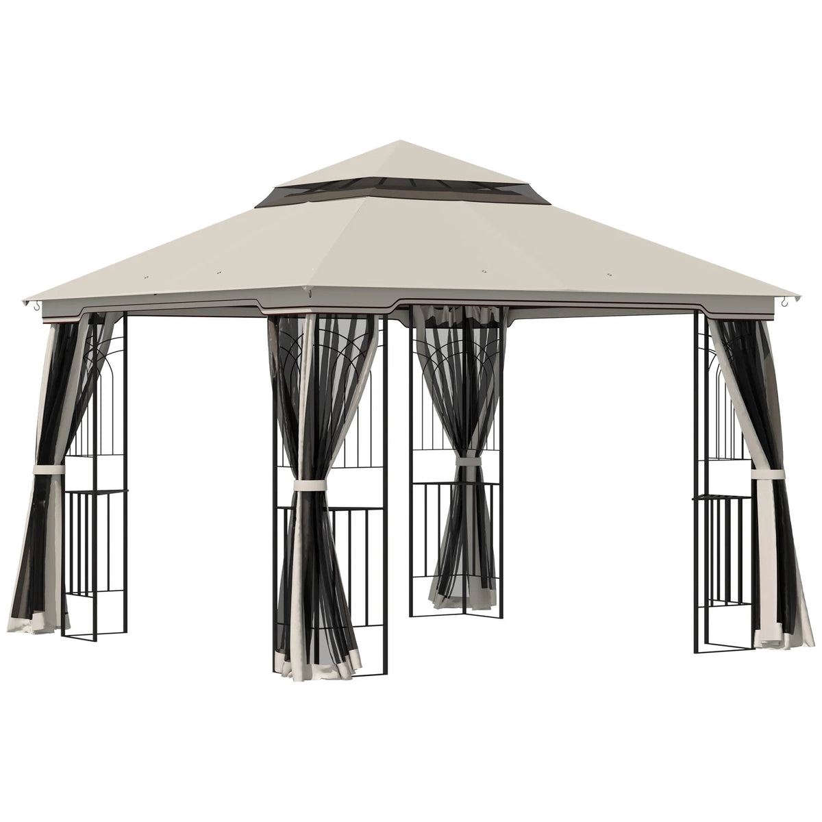 Outsunny 10'x10' Soft-top Patio Gazebo Deck Canopy, Beige