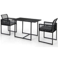 Gymax Set of 3 PE Wicker Furniture Set Cushioned Chairs w/ Folding Backrest Patio Backyard